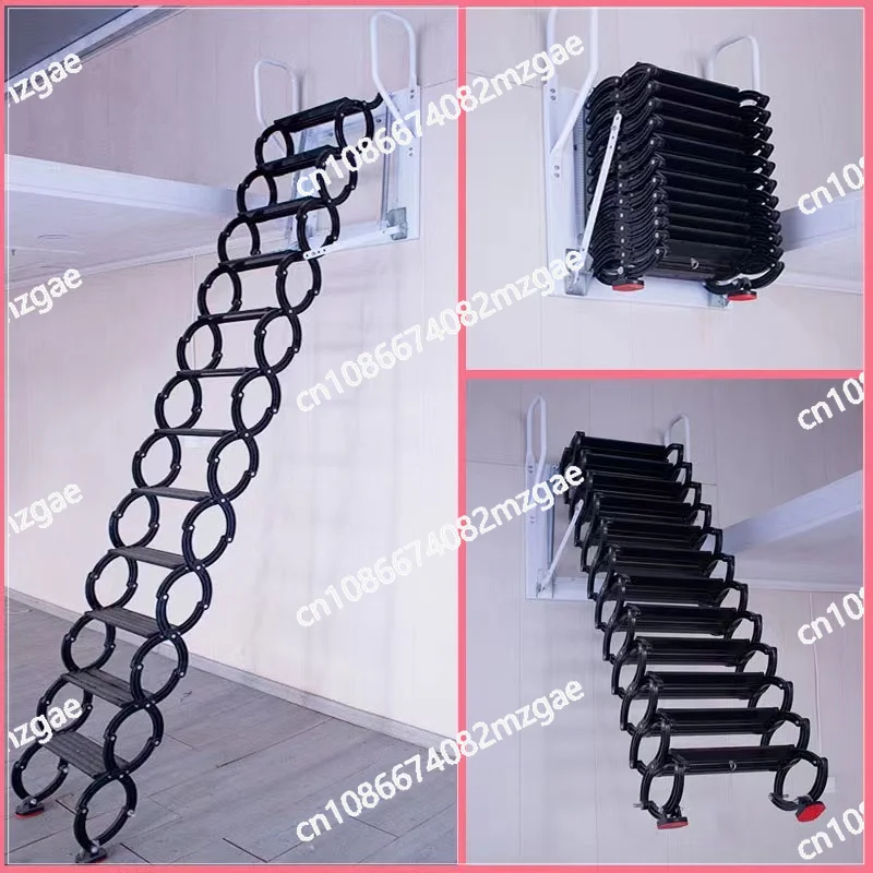 Wall-hung Retractable Stairs Special Indoor and Outdoor Electric Attic Thickening Villa Compound Hidden Ladder Anti-slip