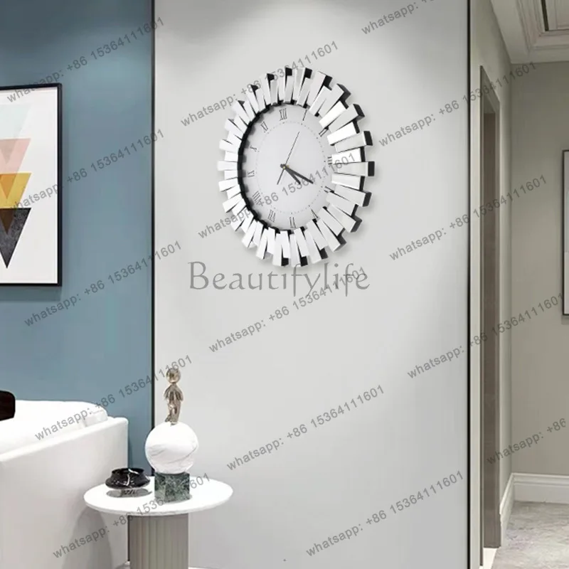 PG light luxury clock entrance wall decoration electronic clock fashion simple glass mirror wall clock sweep second movement