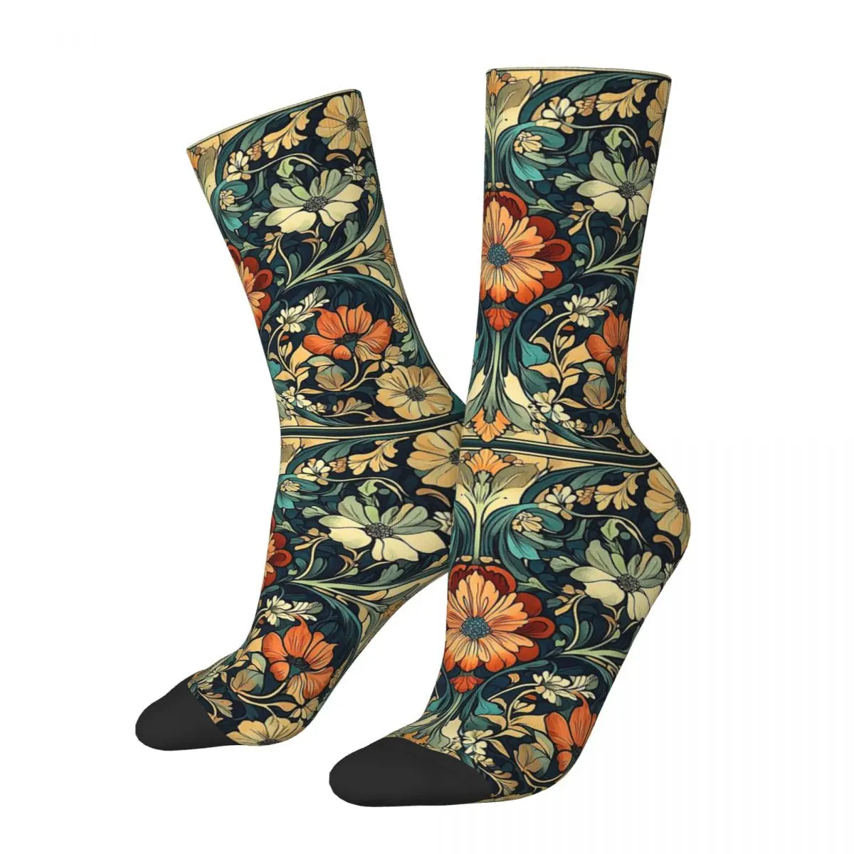 Art Nouveau Floral Nature Art Nouveau Plant Socks Harajuku High Quality Stockings All Season Long Sock Accessories for Man Woman