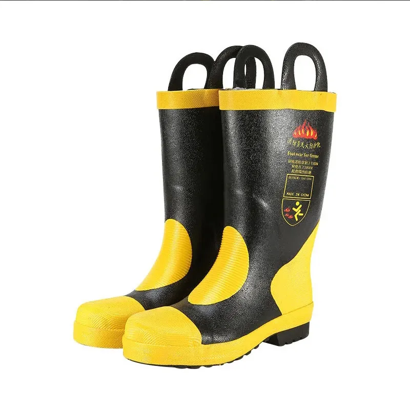 Imagem -02 - Cabeça de Aço e Chapa de Aço Chuva Tênis Sapatos de Água Botas de Extinção de Incêndio e Proteção Inspeção de Perfuração de Fogo Anti Smashing