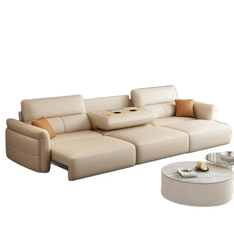 

Итальянский минималистичный кожаный диван с нулем у стены, электрическая кабина, многофункциональное интеллектуальное голосовое управление, настоящая воловья кожа