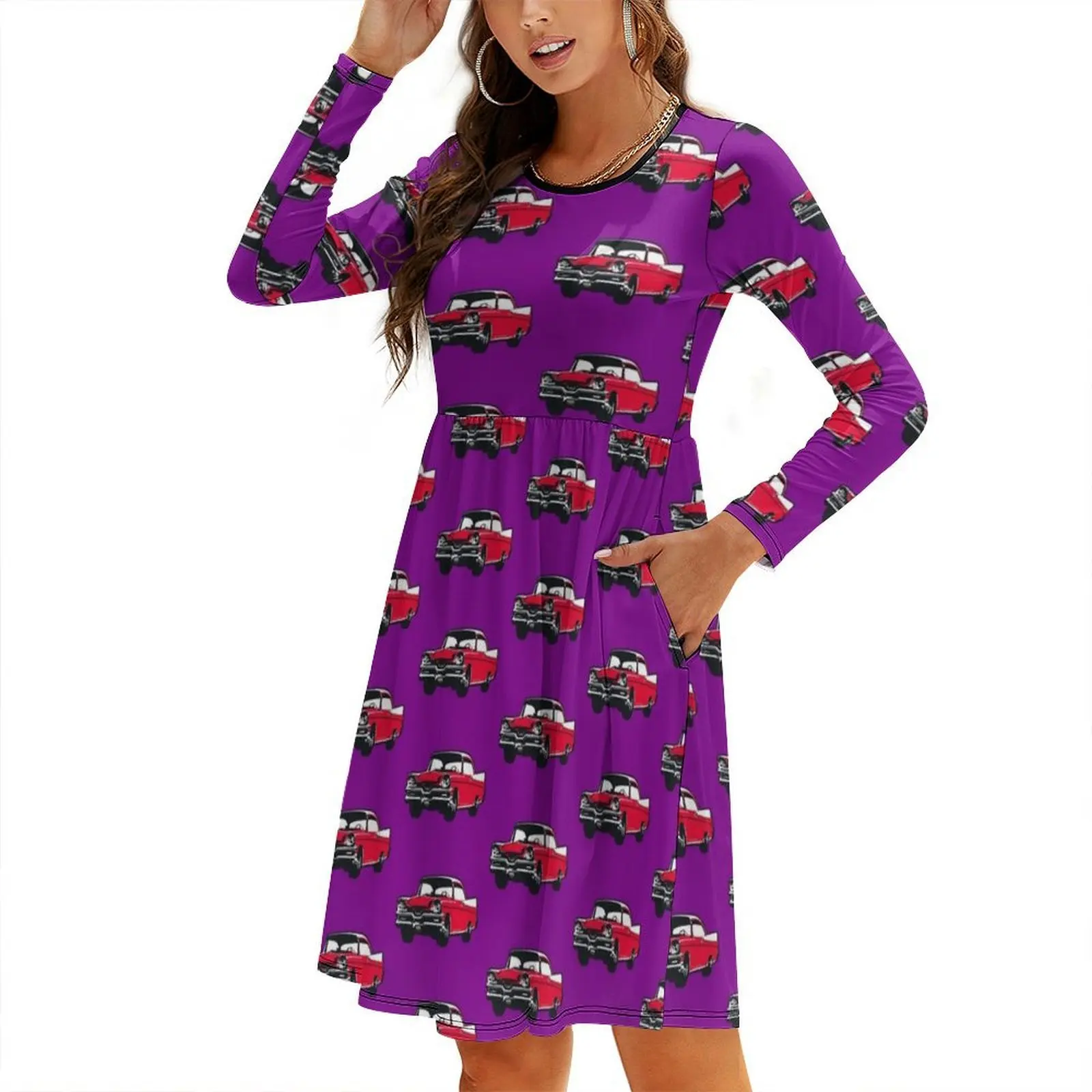 

Red 50S Preppy Style Mini Dress For Women A-Line Loose Fit Casual Day Dress 1957 57 Lancer Coronet Custom Royal Dress