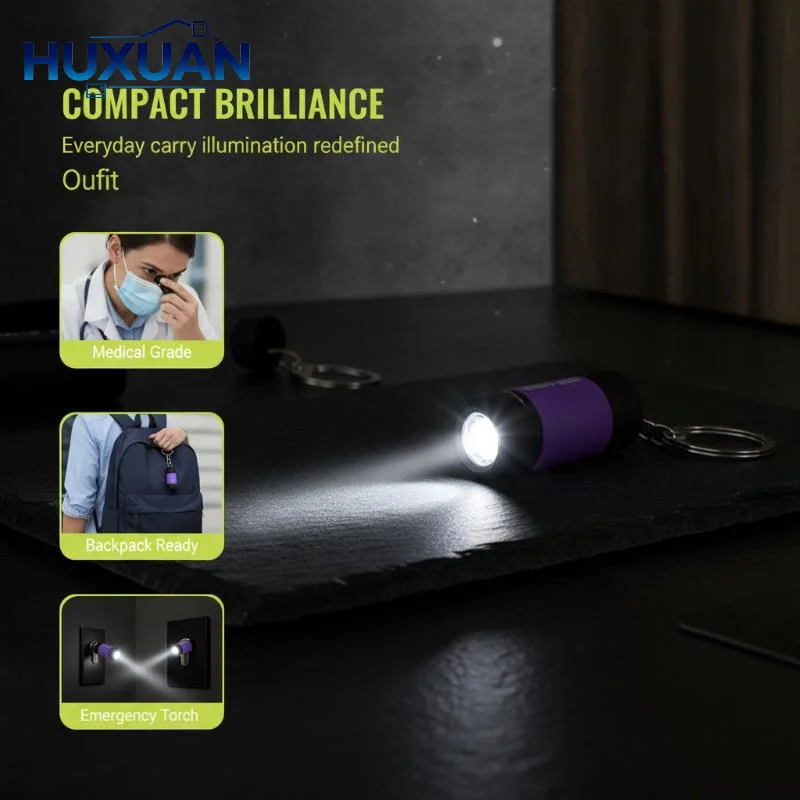 Pocket Keychain Flashlight Waterproof Outdoor Hiking Camping Mini FlashlightUSB Rechargeable LED Multifunctional Strong Light