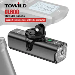 TOWILD CL600 Lumen Bike Light Front Lamp Type C Rechargeable 2000mAh Bicycle Light Waterproof Headlight Bike Accessories