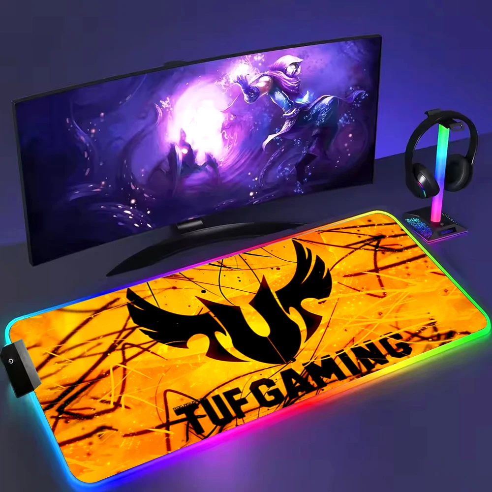 Pc Gaming Accessories TUF RGB Mousepad LED Desk Mat Large Mouse Pad Computer Gamer Keyboard Mat Gamer Xxl Deskmat Decoration