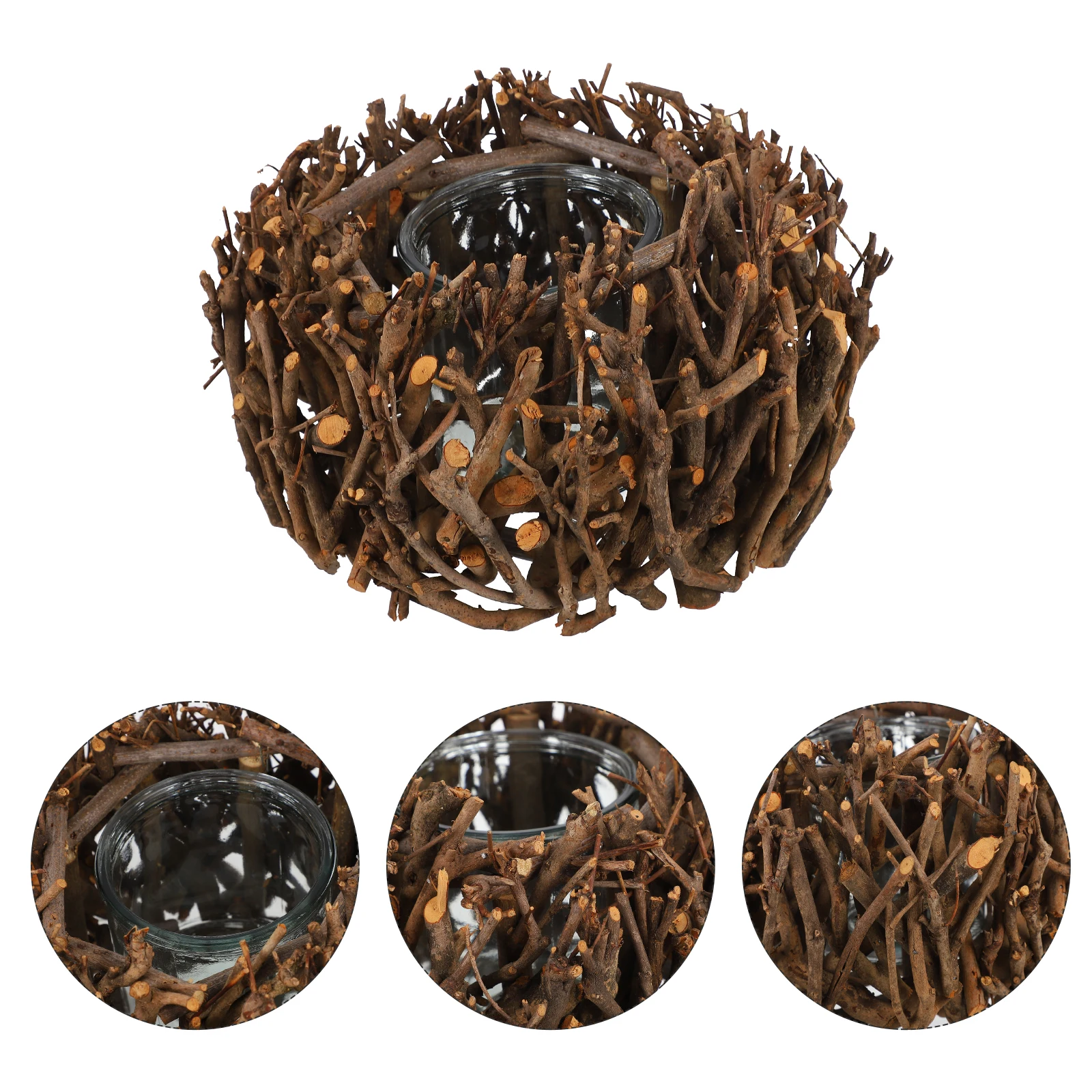 

Bird's Nest Decoration Candlestick Style LED Holders Black Modeling Branch Tree Glass Cup