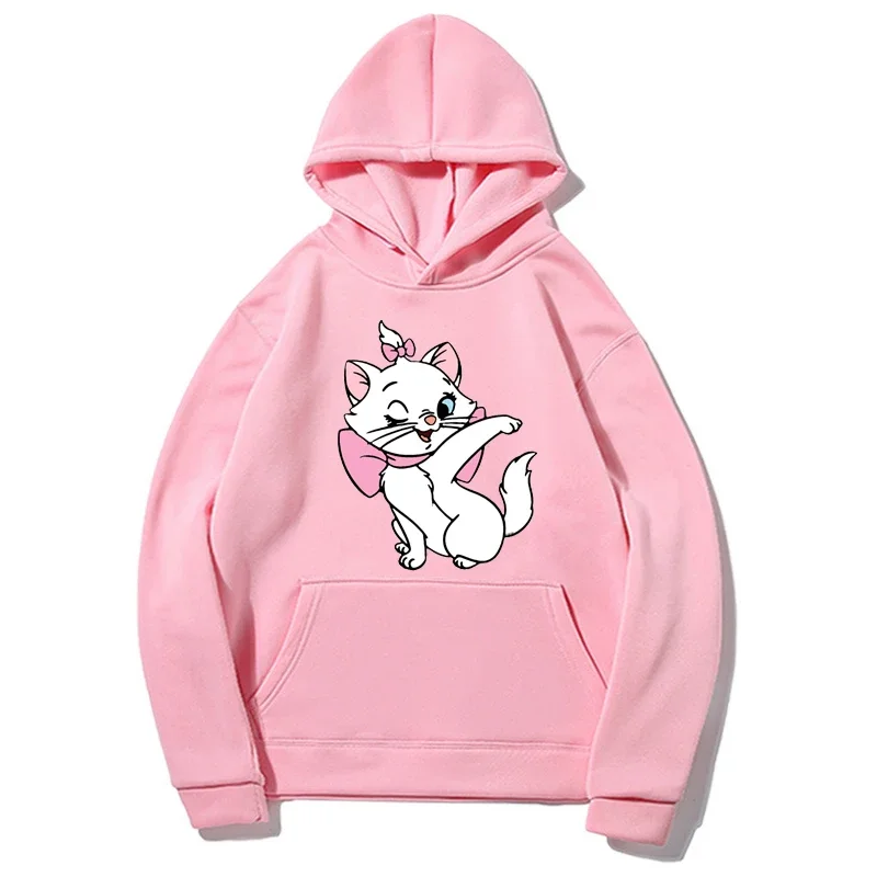 Disney The Aristocats Streetwear Catoon Harajuku Casual Hoodies Cute Fashion Clothes Top Pullover Loose Spring Autumn Coat Print