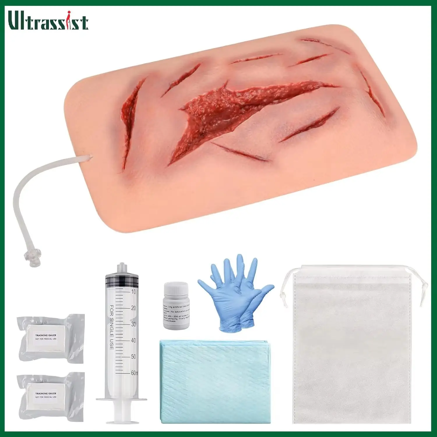 Ultrassist Large Laceration Wound Simulator with Bleeding Function Back Wound Packing Task Trainer for Medical Student Education