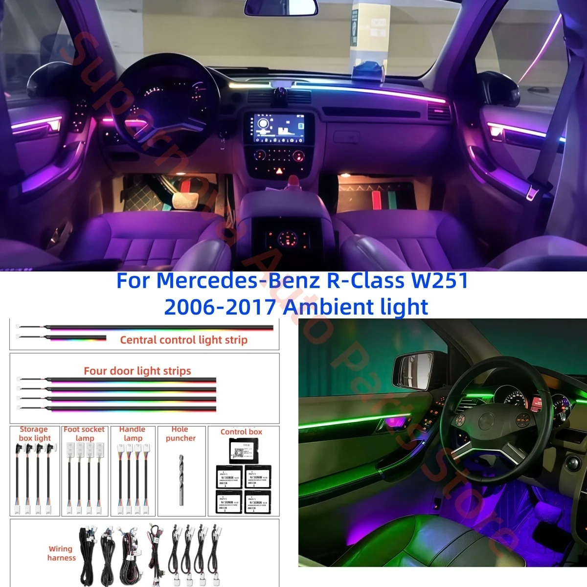 Decorative strip For Mercedes-Benz R-Class W251 2006-2017 LED Ambient light automotive interior lighting upgrade Car accessories