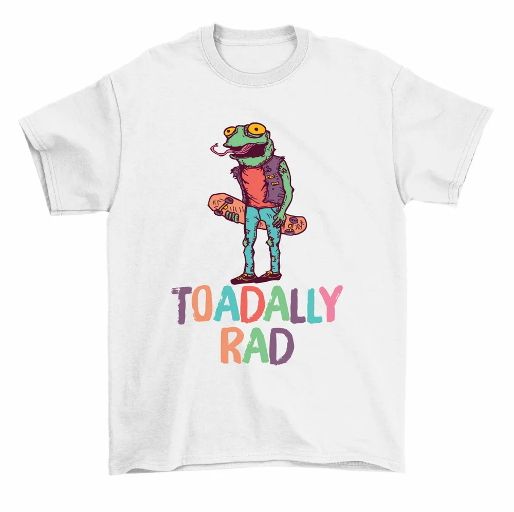 Toadally Rad Funny Skateboard Toad Pun Skater T-Shirt Men Women High Quality 100%Cotton Short Sleeve