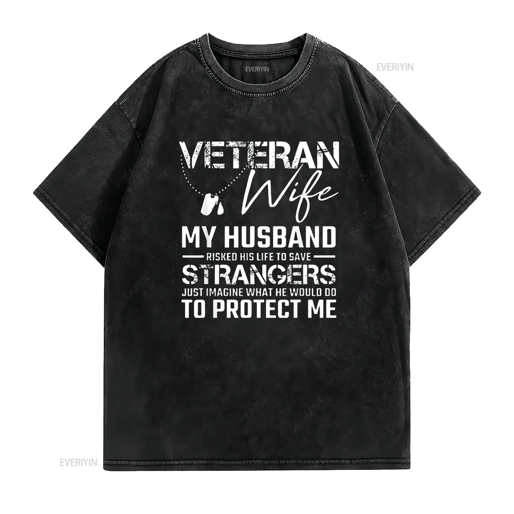 رجل المخضرم زوجة الجيش زوج الجندي قائلا بارد العسكرية تي شيرت أسود خمر غسلها أنيق تنفس