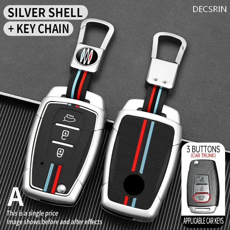 Zinc Alloy Car Flip Key Case Cover Shell Fob For SsangYong Kyron 2 Sanka Actyon Korando Tivoli Protective Keychian Accessories