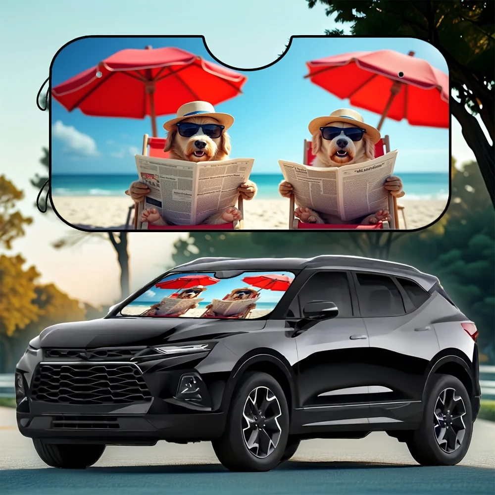 

1pc, Universal SUV Windshield Sun Shade, Heavy Duty Reflective Visor Protector, Twist Fold Design For Heat Reduction