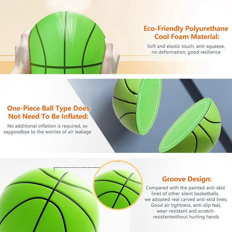 Foam Basketball, Indoor High Density Training Basketball 3D Texture Quiet Bounce No Noise Ball For Home Beach Pool