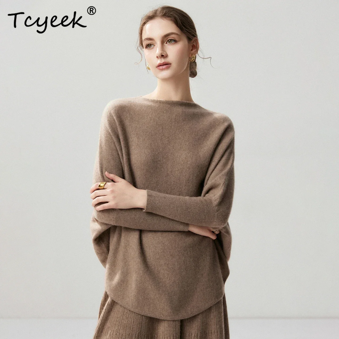 Grace Top Women's Sweater Loose Batwing Sleeve Pullover 100% Cashmere Long Sleeve Cloak Knitwear Clothing Autumn Winter Pullover