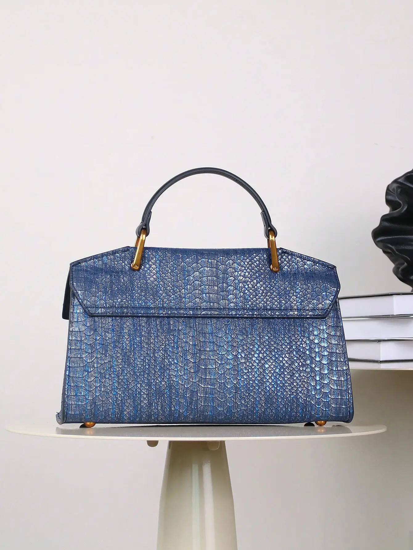 2026 Neue Retro Blaue Schlangenförmige Hochwertige Handtasche Mode Luxus-Handtasche Leichtgewichtige Große Kapazität Einschulter-Messenger-Tasche – Detail 7