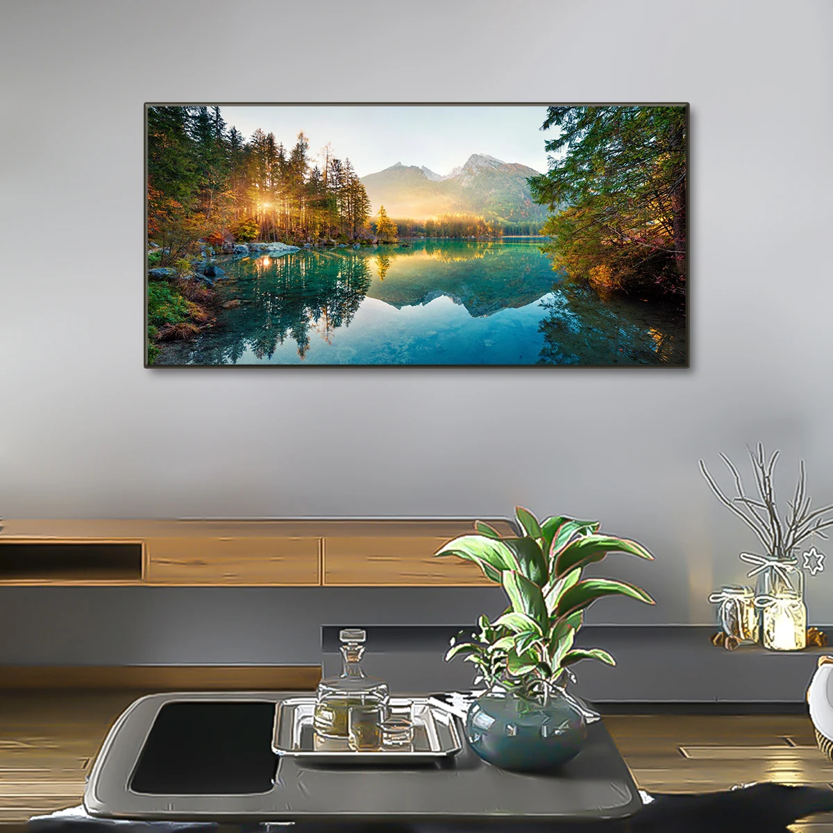 Horizontale, individuelle Foto-Leinwand-Wandkunst, personalisierter Bilddruck, Schlafzimmer-Kopfteil, Heimdekoration, Geschenk, rahmenlos – Detail 4