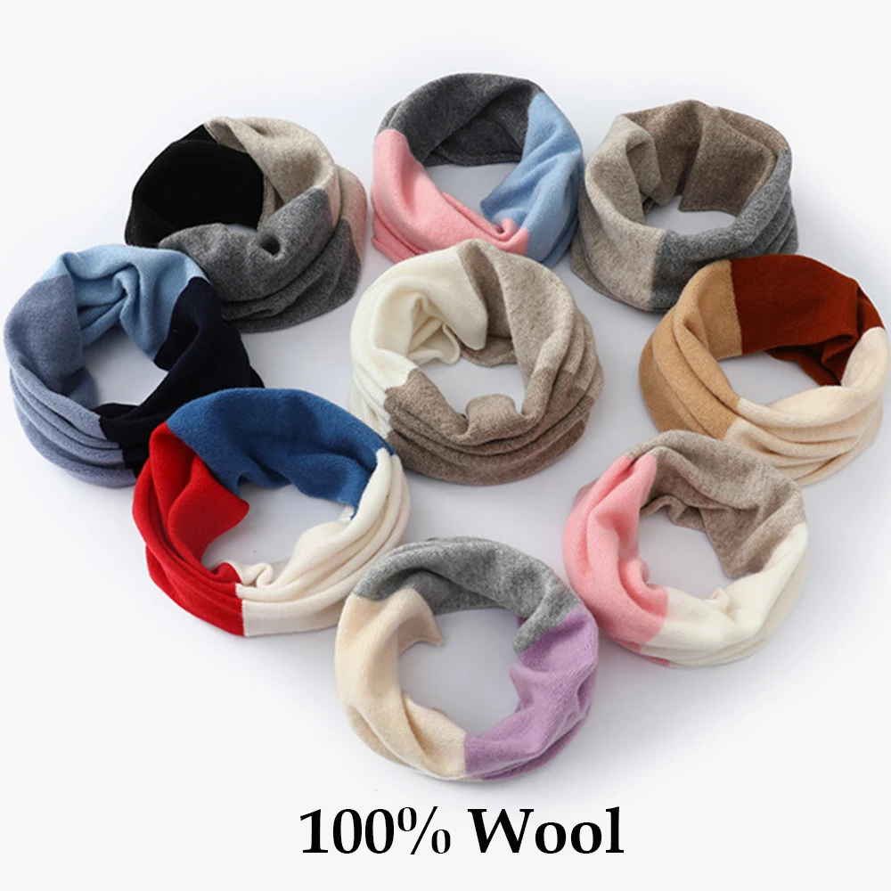 

Шарф-труба из 100% шерсти для женщин и мужчин, цветное кольцо на шею, теплый капюшон, воротник, петля, мягкая вязаная велосипедная грелка для шеи, Балаклава, новинка