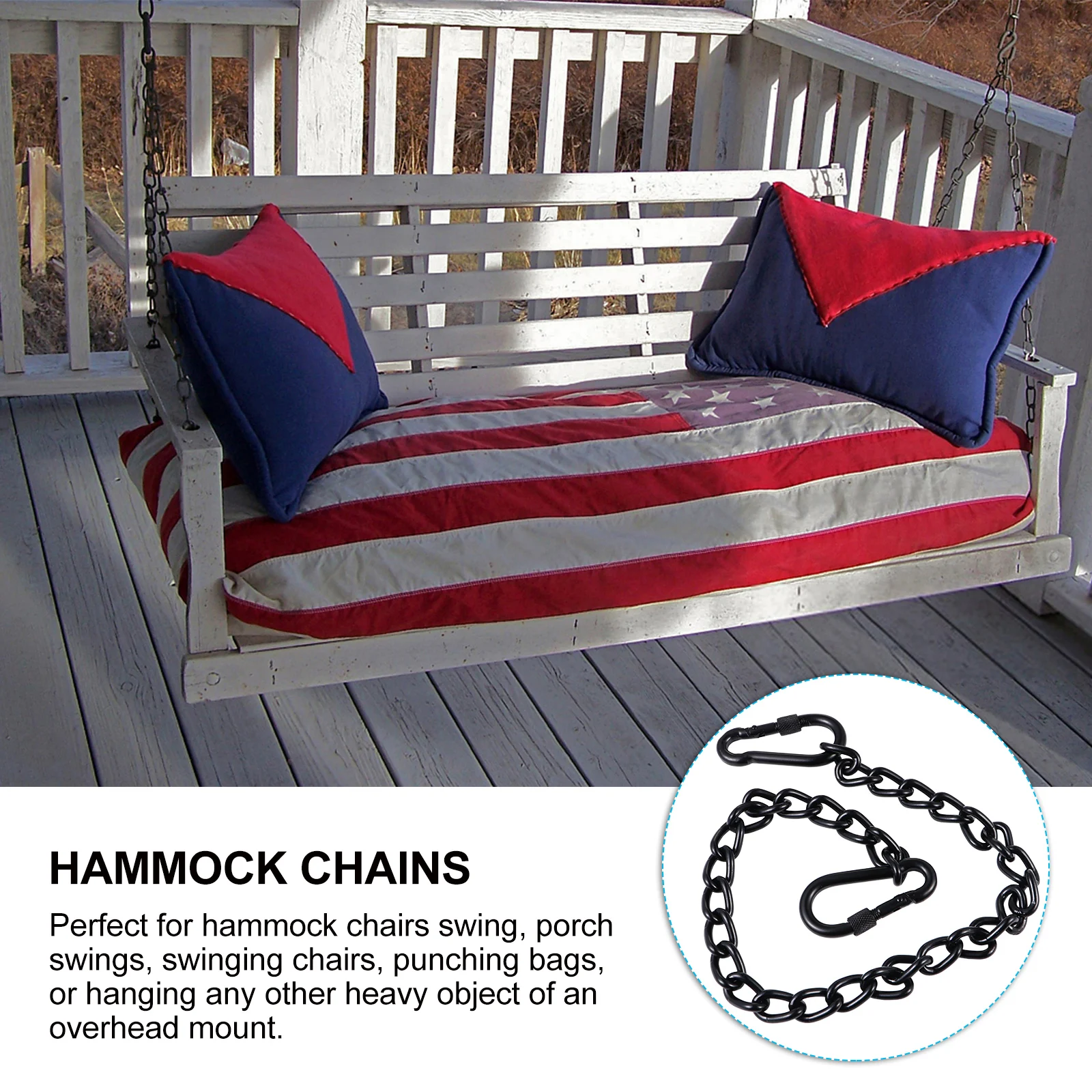

Stainless Steel Swing Chains Hammock Chair Connection Chain Black Hanging Travel Ultra Flexible Adjust Height Corrosion