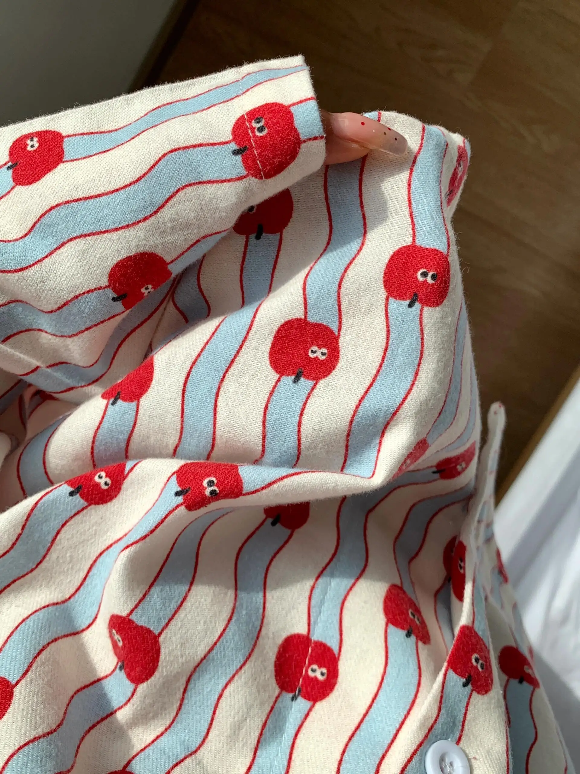 

Korean Cartoon Print Spwear Set Women's Long Sve Long Pants Striped Home Clothes plus Size Spring Autumn