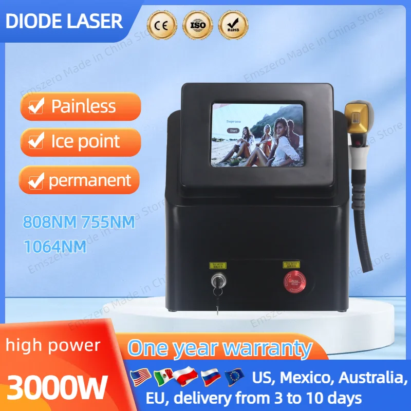 Portable Professional Diode Ice Titanium Laser Body Hair Removal Machine 808 755 Alexandrite Equipment 3-wave Permanent