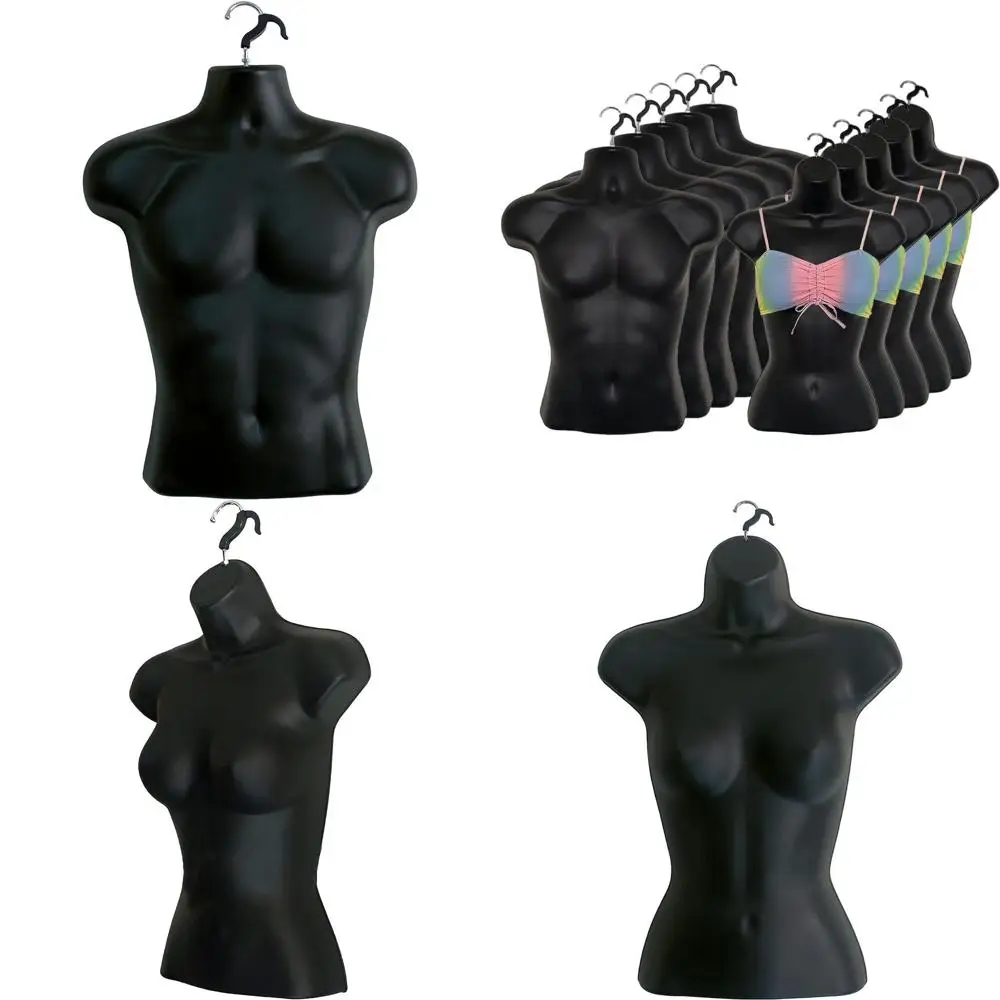 

Black Male and Female Mannequins, Injection Molding, Rounded Waist, Hanging Hook, S-M Sizes (Set of 5)