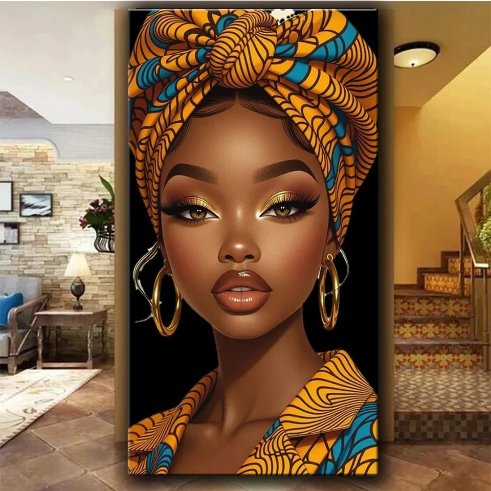 

Удивительная африканская женщина: 5D алмазная мозаика, вышивка, портрет чернокожей дамы, подарок, декор для дома, большой размер