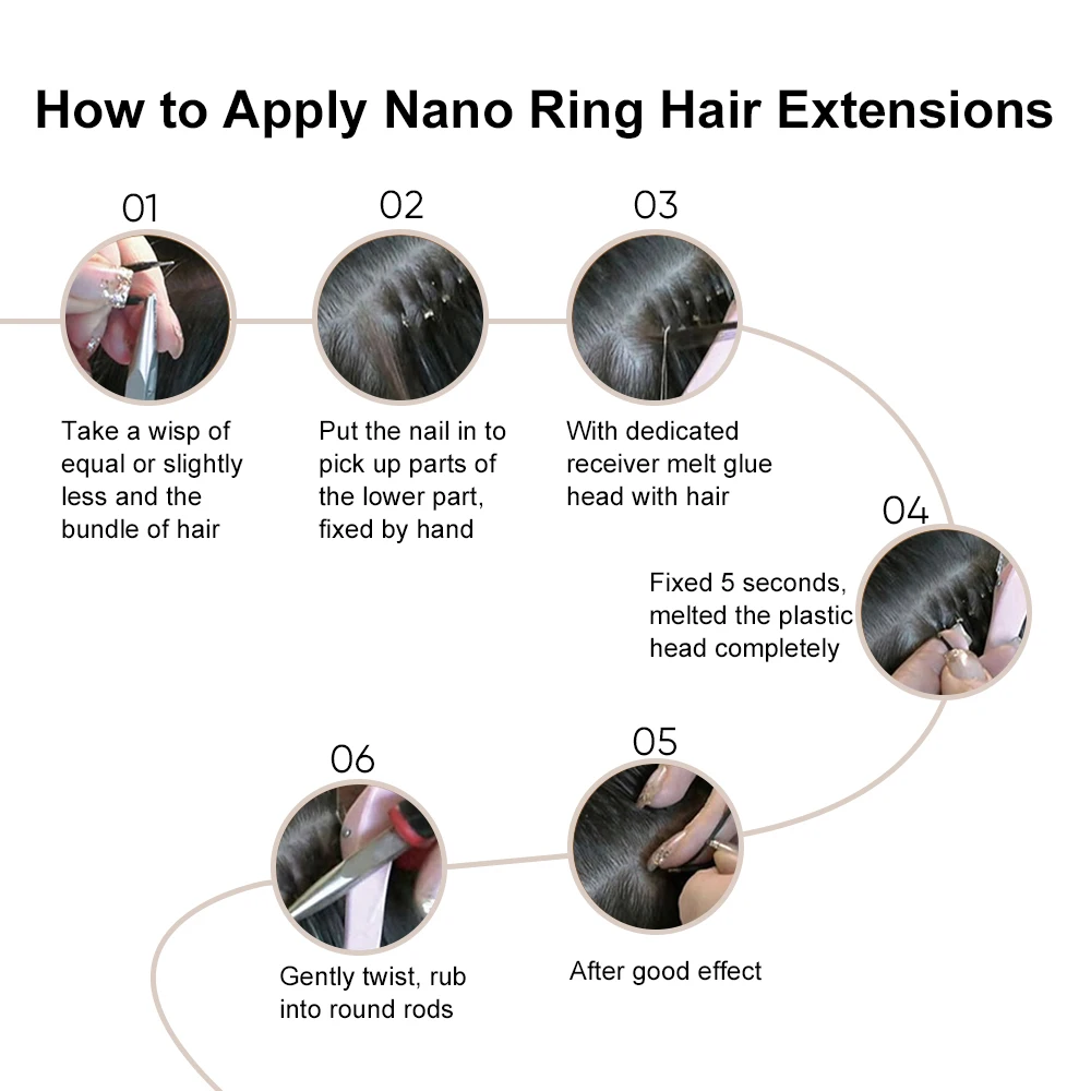 Rechte Micro Nano Ring Human Hair Extensions 50 Stuks Micro Kralen Capsule Keratine Fusie Haar Microlink Echt Menselijk Haar Microring