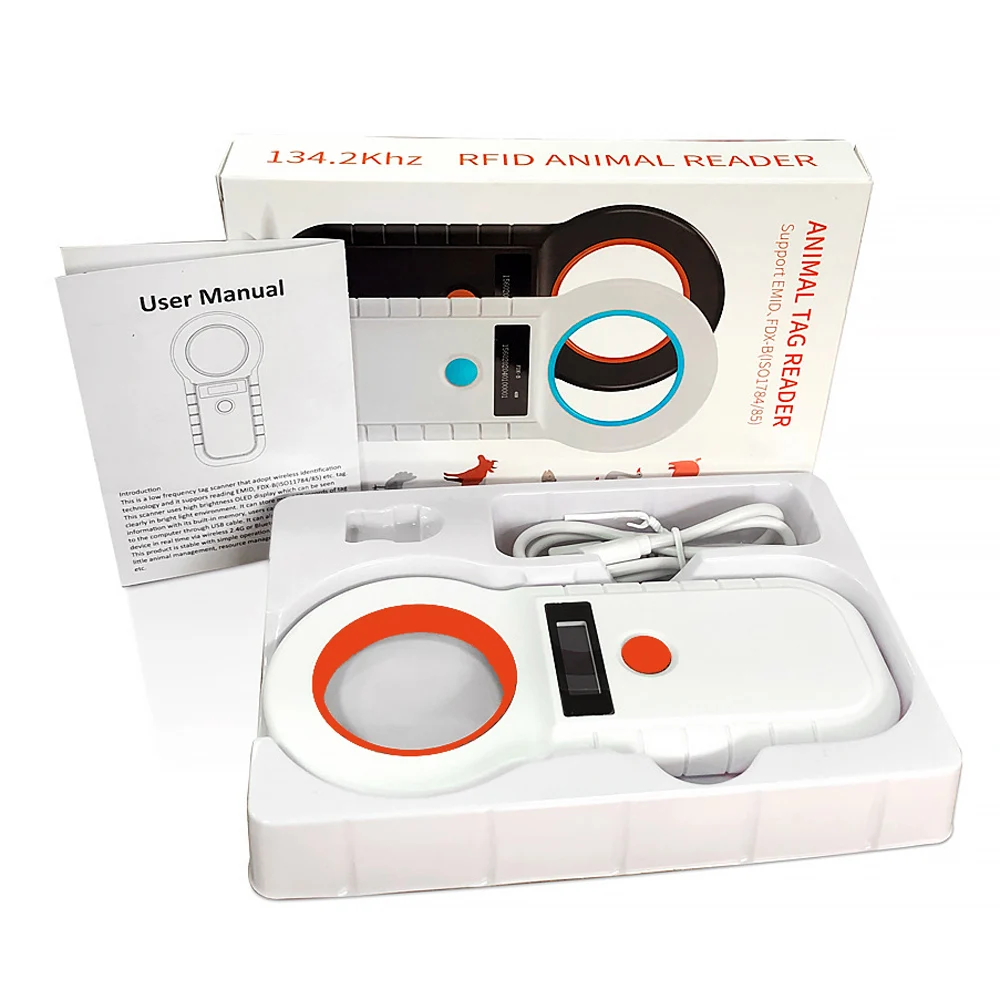 134.2KHz RFID Animal Reader 15 Digits 125KHz Pet ID Scanner EMID FDX-B ISO 11784/85 Microchip Tag Registration for Cow Sheep Dog