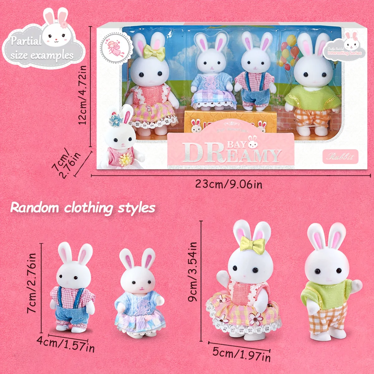 4 pezzi casa delle bambole foresta famiglia bambola coniglio pecora minitaturo set di mobili per bambole con scatola finta gioca simulazione casa delle bambole giocattoli