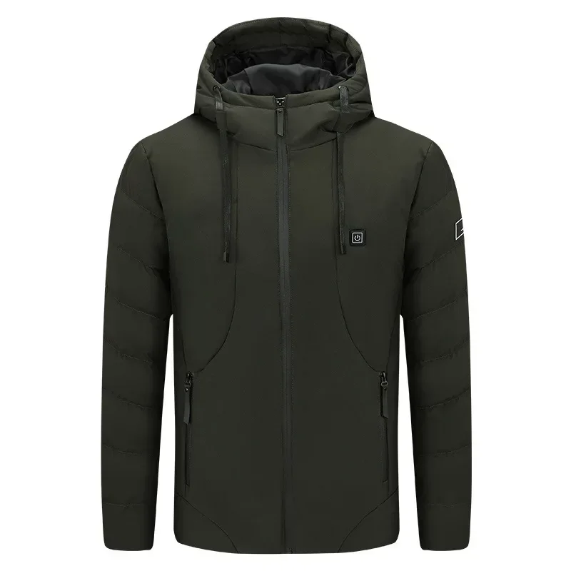 Chaqueta térmica de invierno para hombre, chaqueta informal impermeable con capucha acolchada de algodón, carga Usb, ropa cálida de 5 zonas, Parka