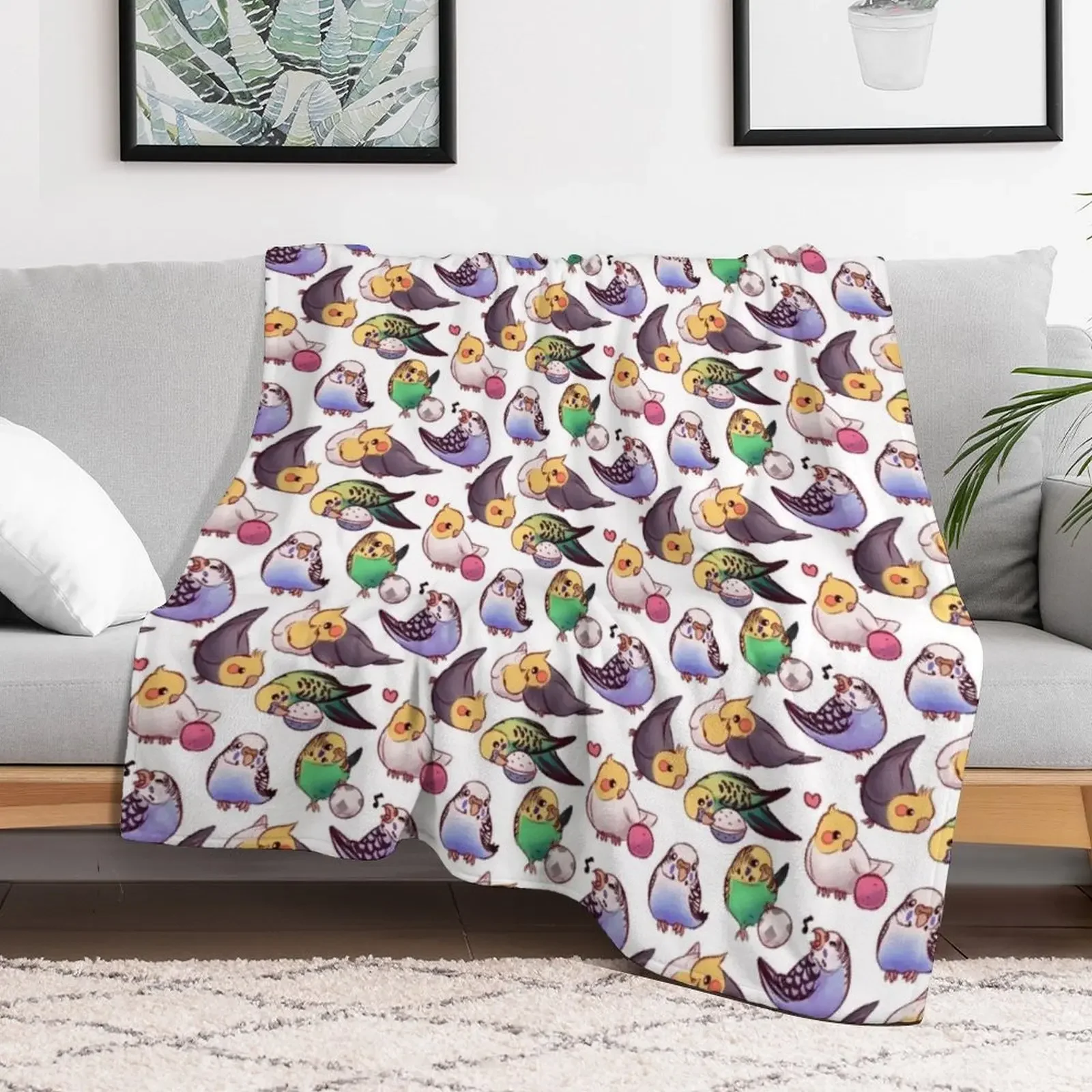 Budgies & Cockatiels Throw Blanket Plush Soft Plush Plaid Blankets