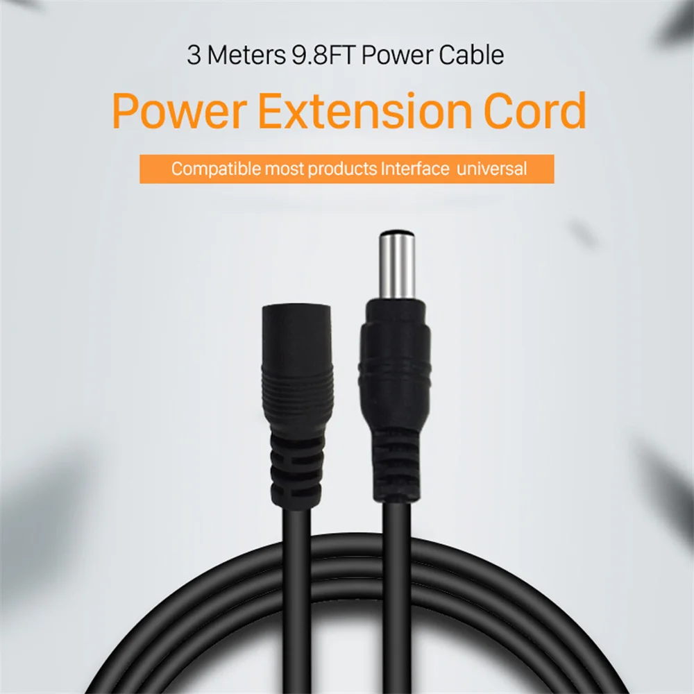 Cable de extensión de 12 V y 2a, alimentación de 1M y 5M, enchufe de CC de 5,5mm x 2,1mm para cámara CCTV, sistema NVR, Cable de extensión de 12 voltios