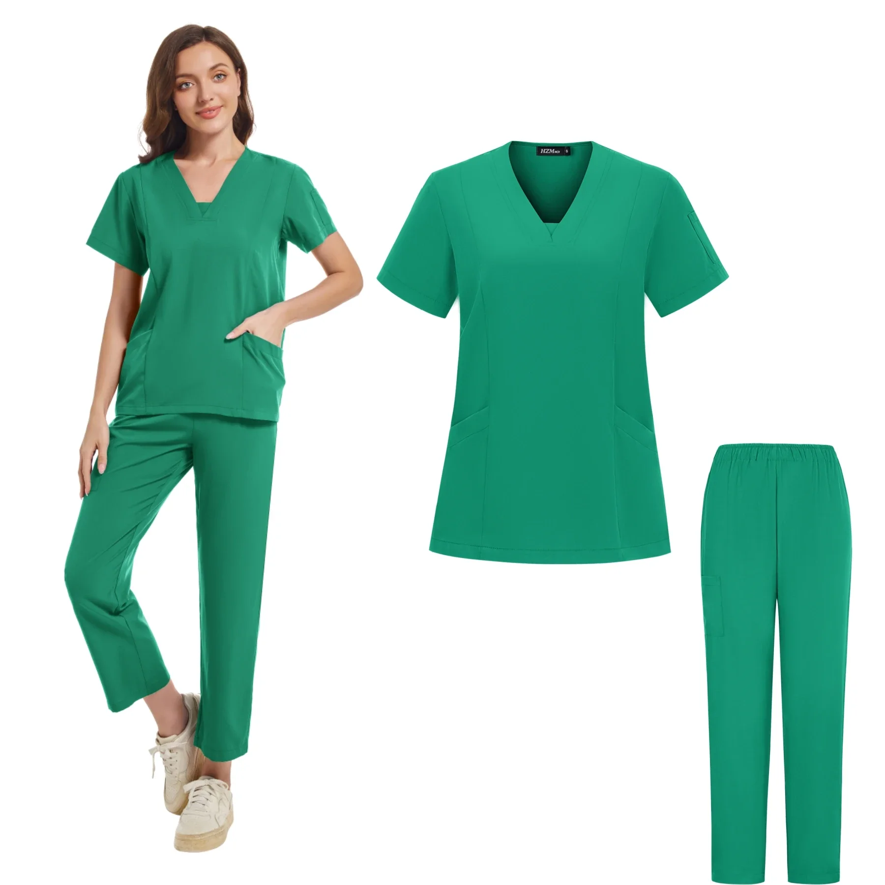 Short Sleeves Comfortable V Neck Hospital Nurse Medical Scrubs Uniform Suit Dcotor Medico Scrub Nursing Uniform Women Jogger Set