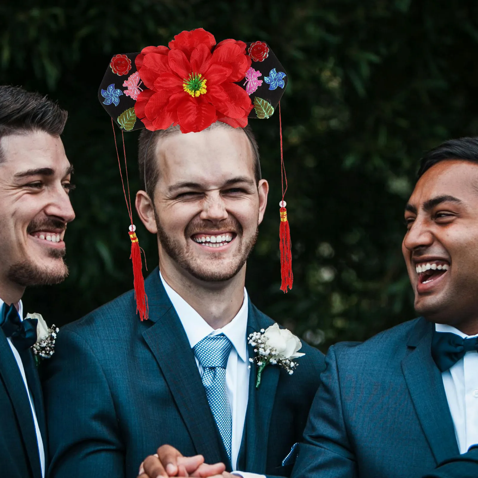 

2 шт. головных уборов в китайском стиле, яркие цвета, изысканное исполнение, легкие, дышащие, для украшения вечеринок и свадеб, уникальные.