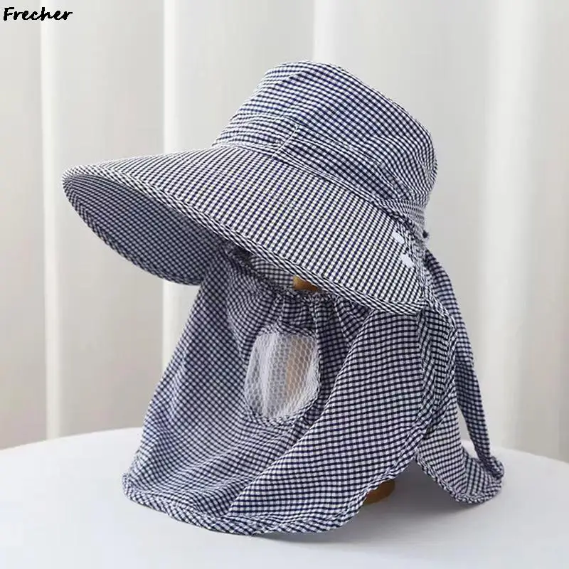 Women Face Cover Sun Hat Wide Brim Garden Work Hats Sun Protection Climbing Hiking Hat Fishing Visors Caps Detachable Sunhat