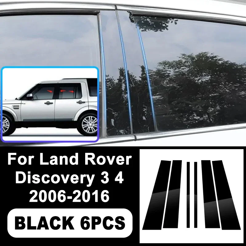 For Land Rover Discovery 3 4 2006-2016 Piano Black B C Pillar Stickers, Easy Install PC Window Trim Anti-Scratch Accessories