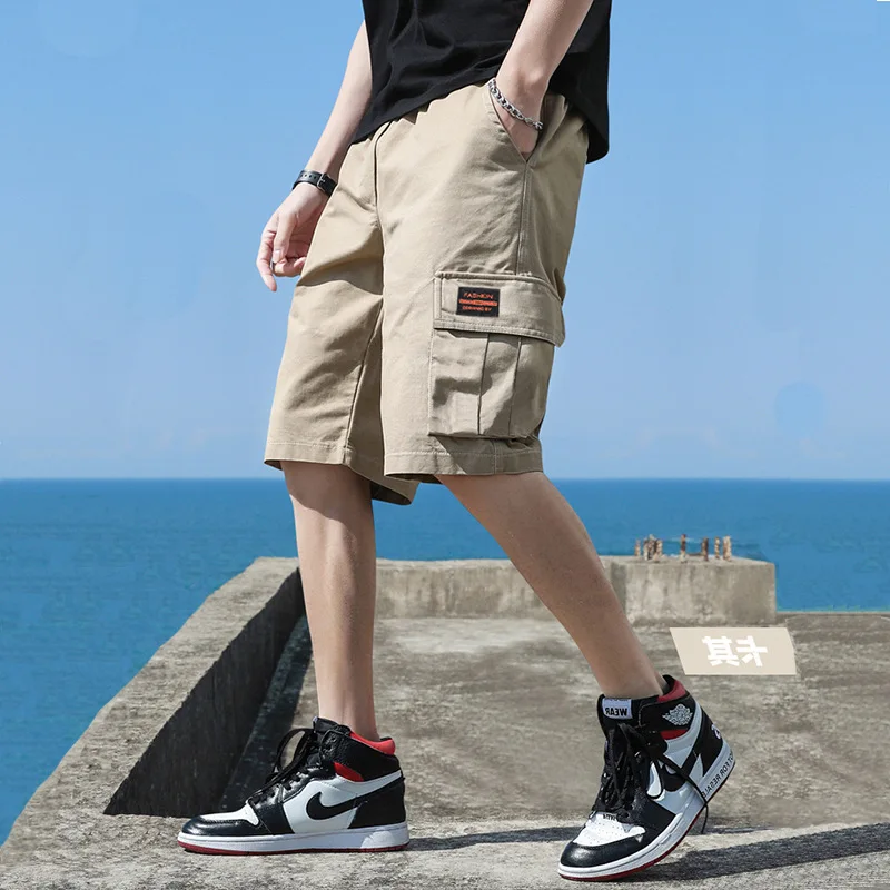 Men Cargo Shorts Summer Male Lounge Short Pants Multi Pockets Male Casual Straight Shorts Work Shorts Streetwear Y2k Sweatpants