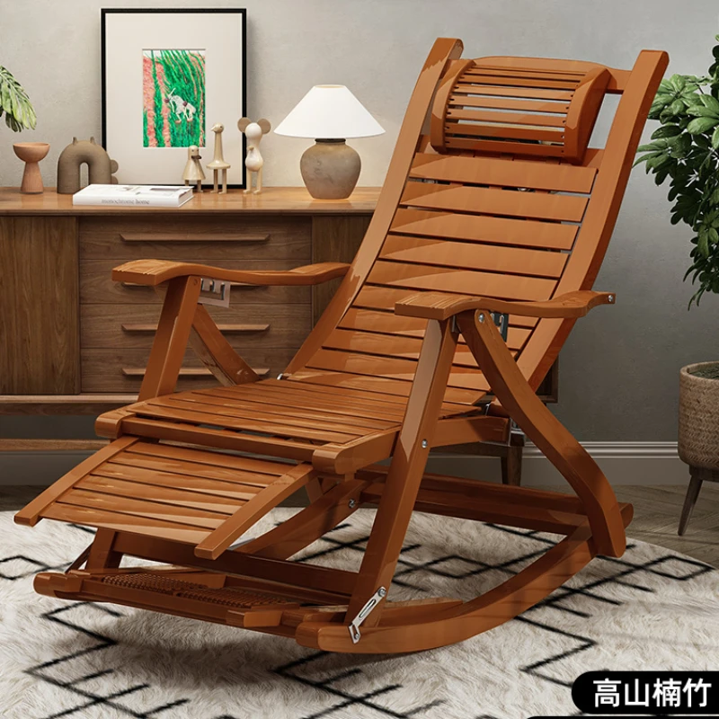 

Lounge chair folding adult bamboo rocking chair home comfortable lunch break cool chair lazy old balcony leisure sitting