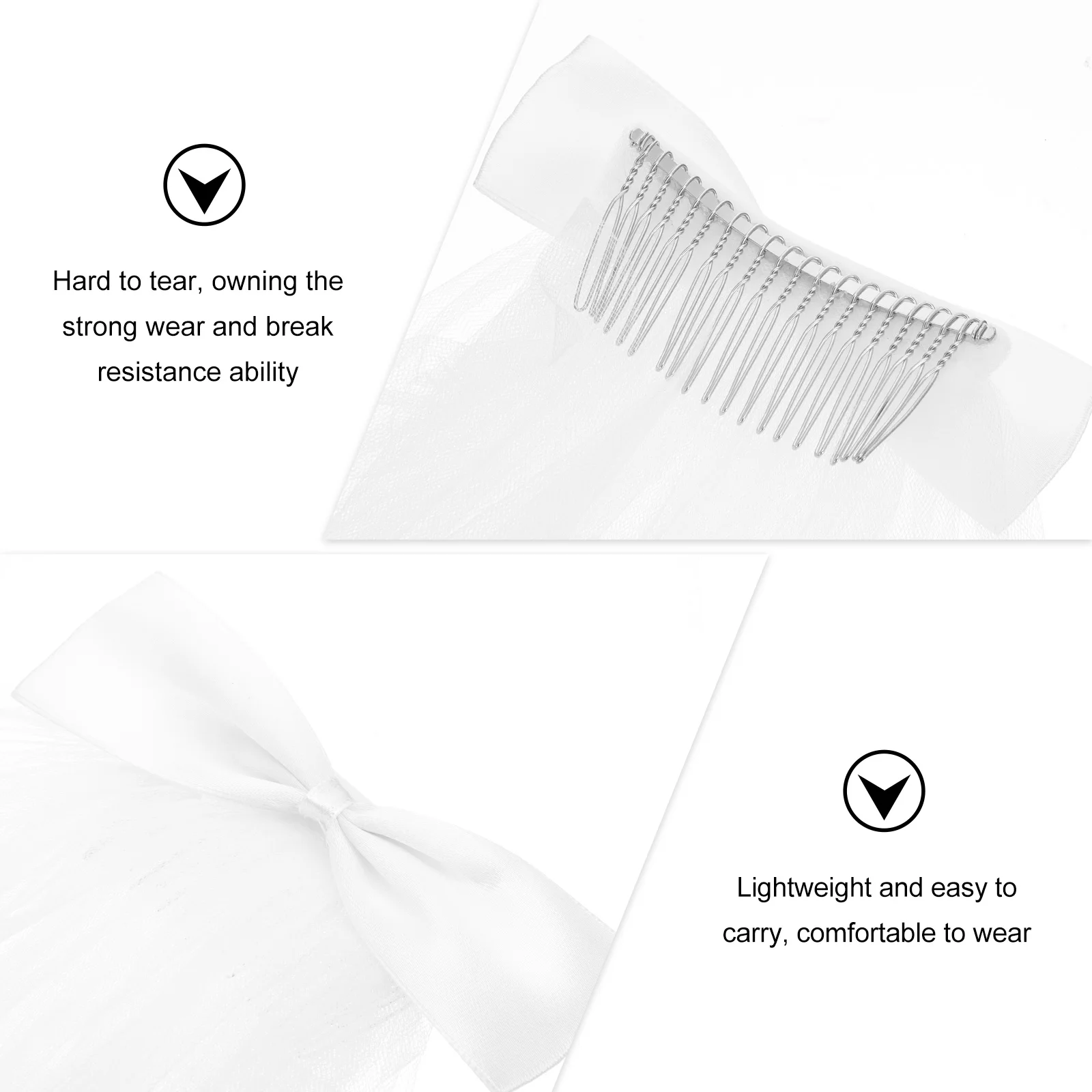 

Wedding Veil Princess Bridal Hair Accessory Elegant Bowknot Design Photo Prop Hard to Tear Wear Resistance Party