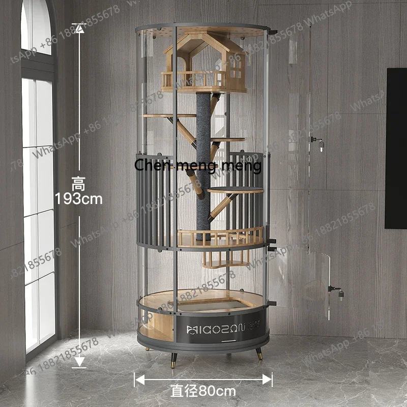 X Fully transparent glass panoramic rotating cylindrical cat villa luxury cabinet cage household indoor with toilet integrated