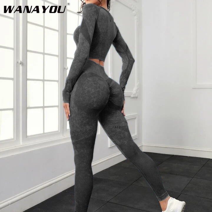 2-piece Set,Full-sleeved Top And High-waisted Tummy Control Long Pants Sportswear,Suitable For Outdoor Sport,Women's Sportswear