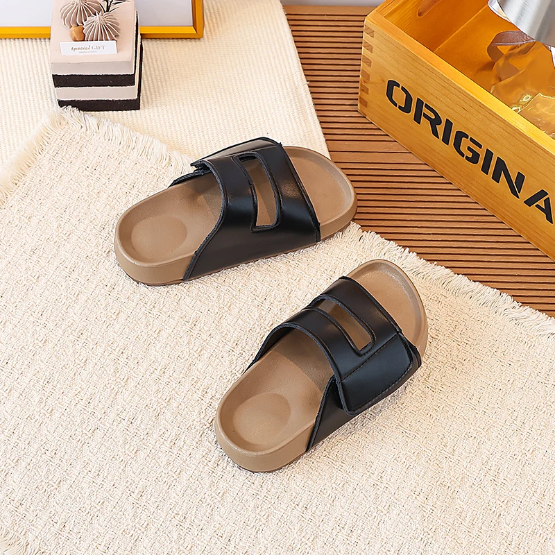 Girls Outdoor Shoes Korean Style Versatile Kids Casual Shoes Open Toes Soft Bottom 2026 Summer New Children Slippers Non-slip