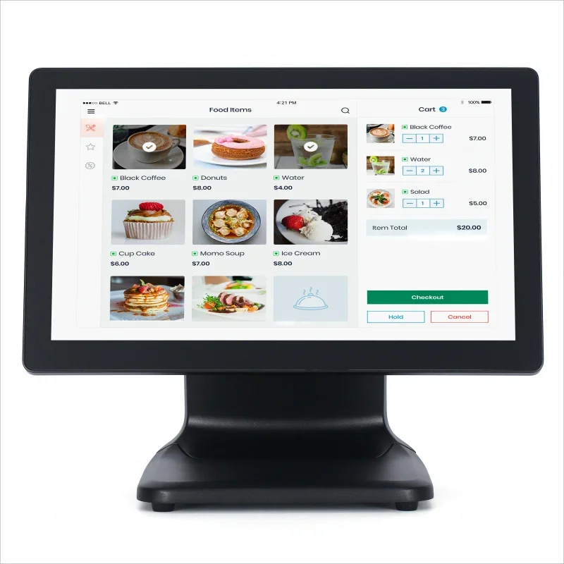 متوفر في المخزون Matsuda POS 17.3 بوصة أبيض وأسود مقاوم للماء POS آلة نظام محطة أمين الصندوق بشاشة مزدوجة