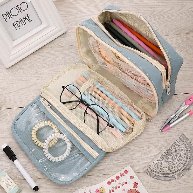Kawaii Federmäppchen, mehrschichtig, für Schreibwaren, Stift, niedliche Tasche, kreative Stiftbox für Studenten, Schulanfang, Schreibwaren