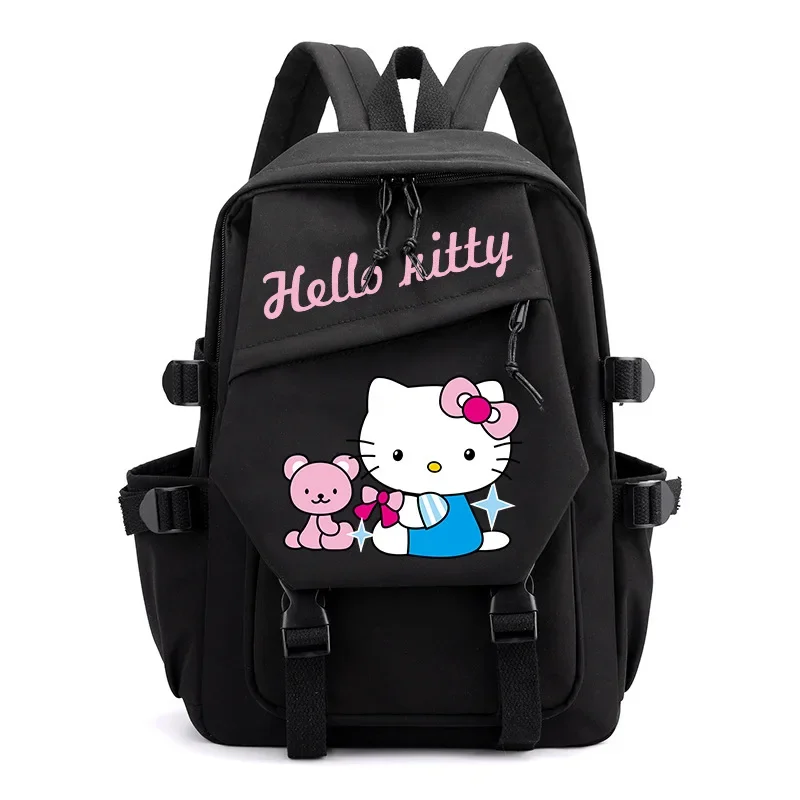 Santio ใหม่ HelloKitty พิมพ์ลายน้ำหนักเบากระเป๋านักเรียนกระเป๋าลายการ์ตูนน่ารักเป้แคนวาสคอมพิวเตอร์