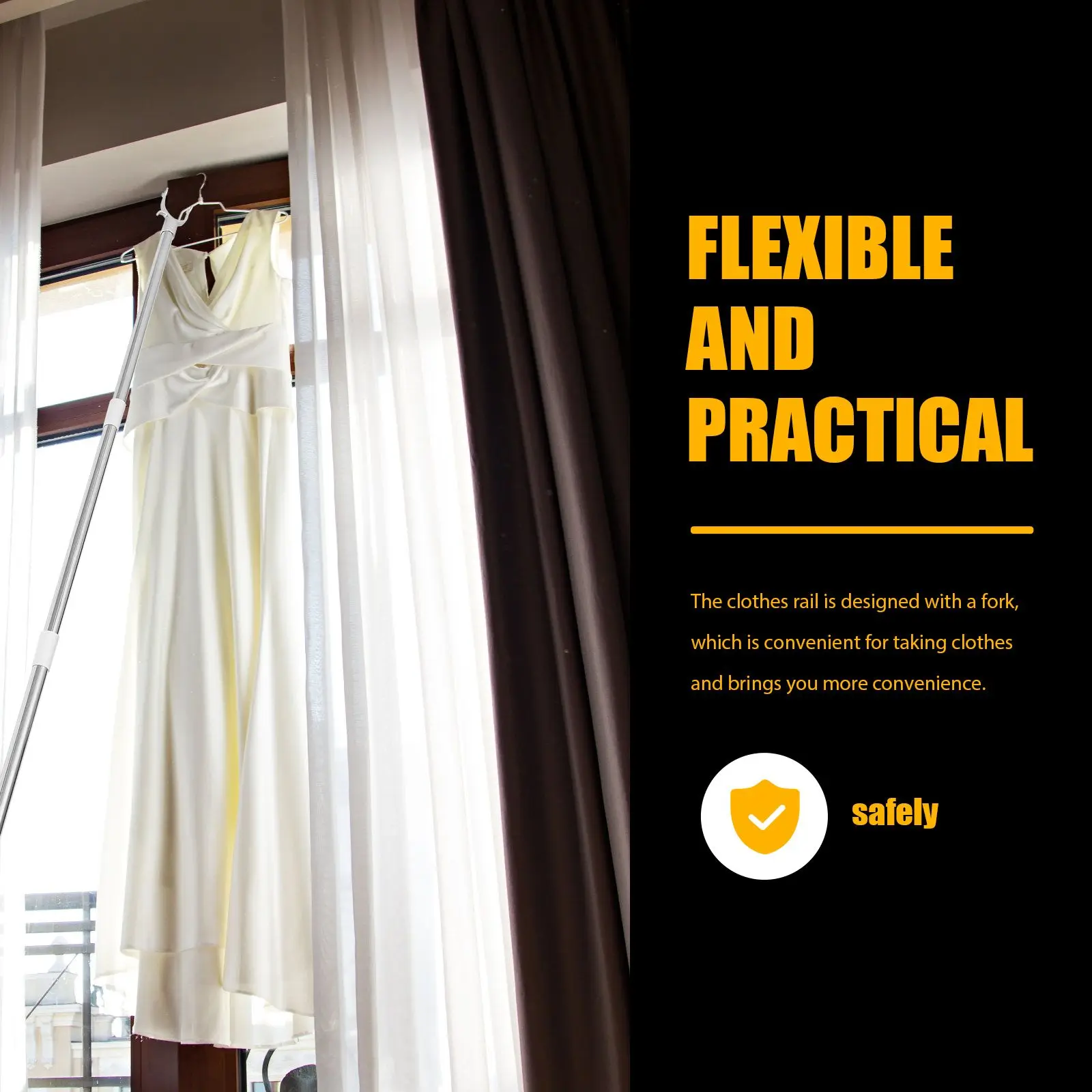 

Wardrobe Stitching Clothes Rail Elder Retractable Clothesline Zinc Alloy Sturdy Pole
