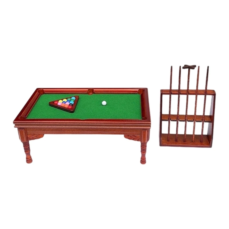 090B Doll Houses Furniture Toy 1:12 Scale Dollhouses Miniature Pool Table and Cue