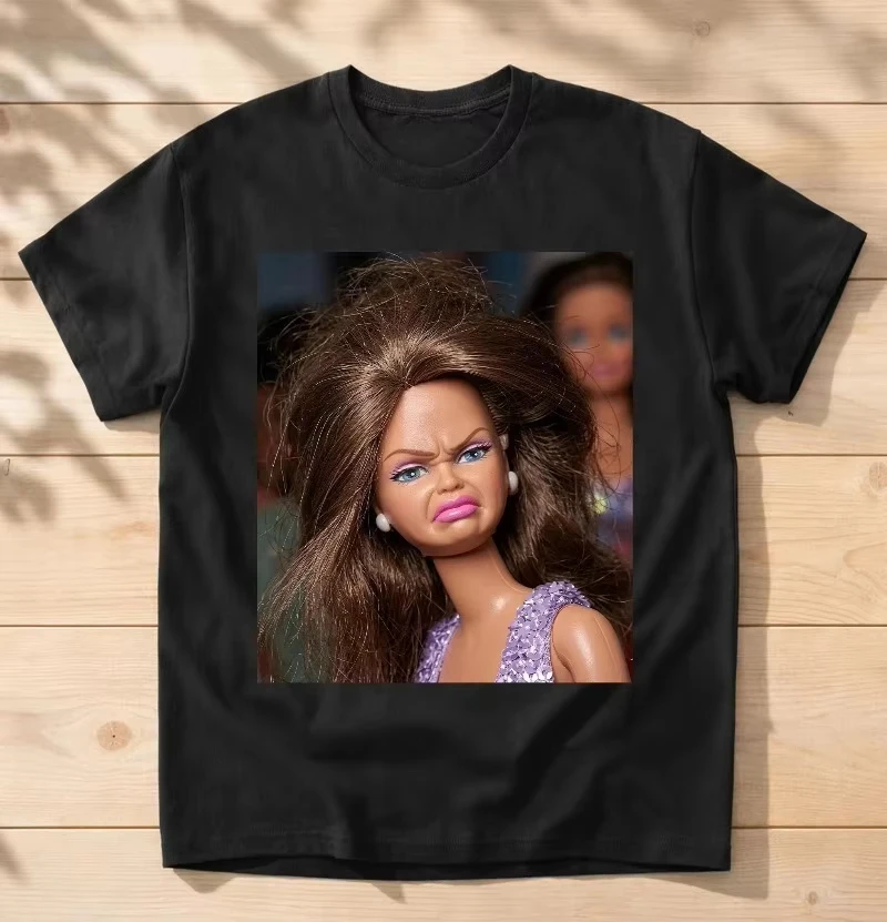 2026 Sassy Angry Doll T-Shirt Herren Retro Meme Fotodruck Lustiges Humor Casual Streetwear T-Shirt – Detail 6