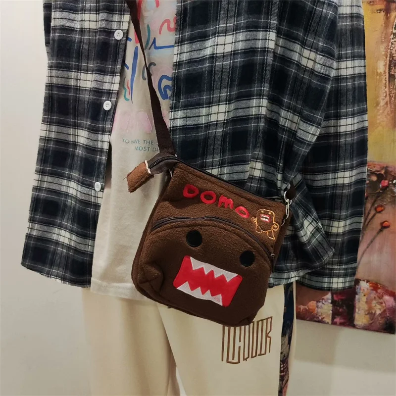 Domo Kun pluche crossbodytassen dubbellaags mini kleine schoudertassen voor dames heren telefoontas